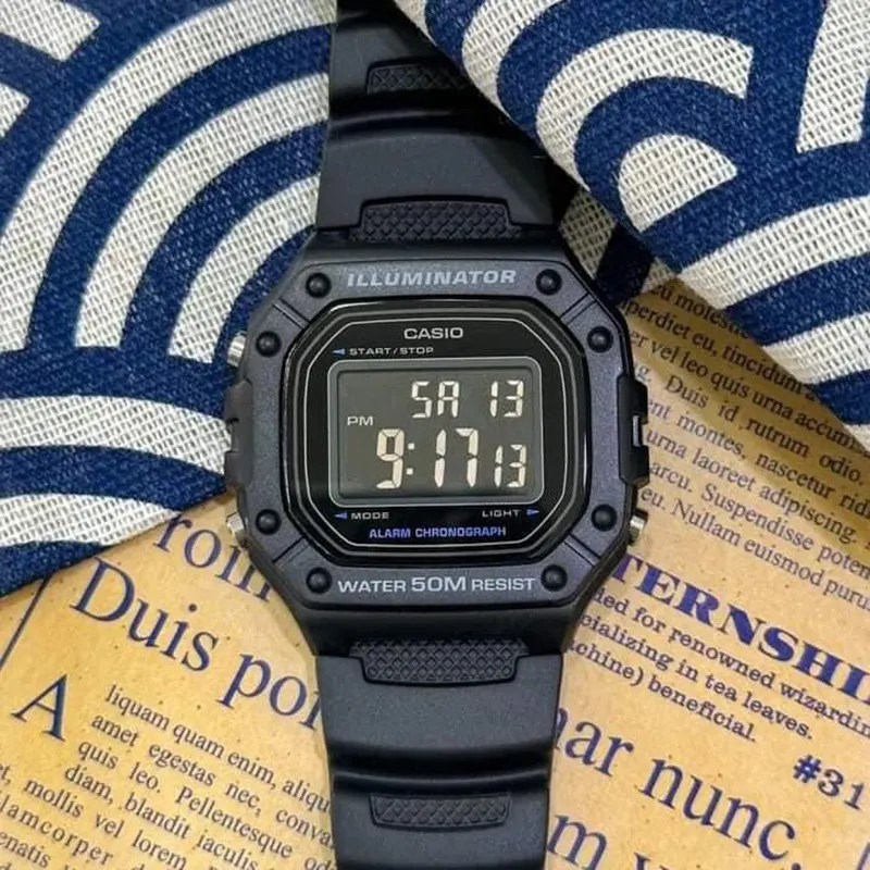 Casio Standard Digital Black Dial Resin Men's Watch- W-218H-1AV
